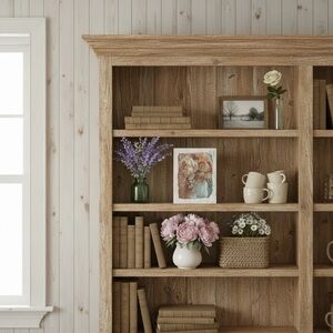 Cute Bunny Holding Pink Flowers Wall Art